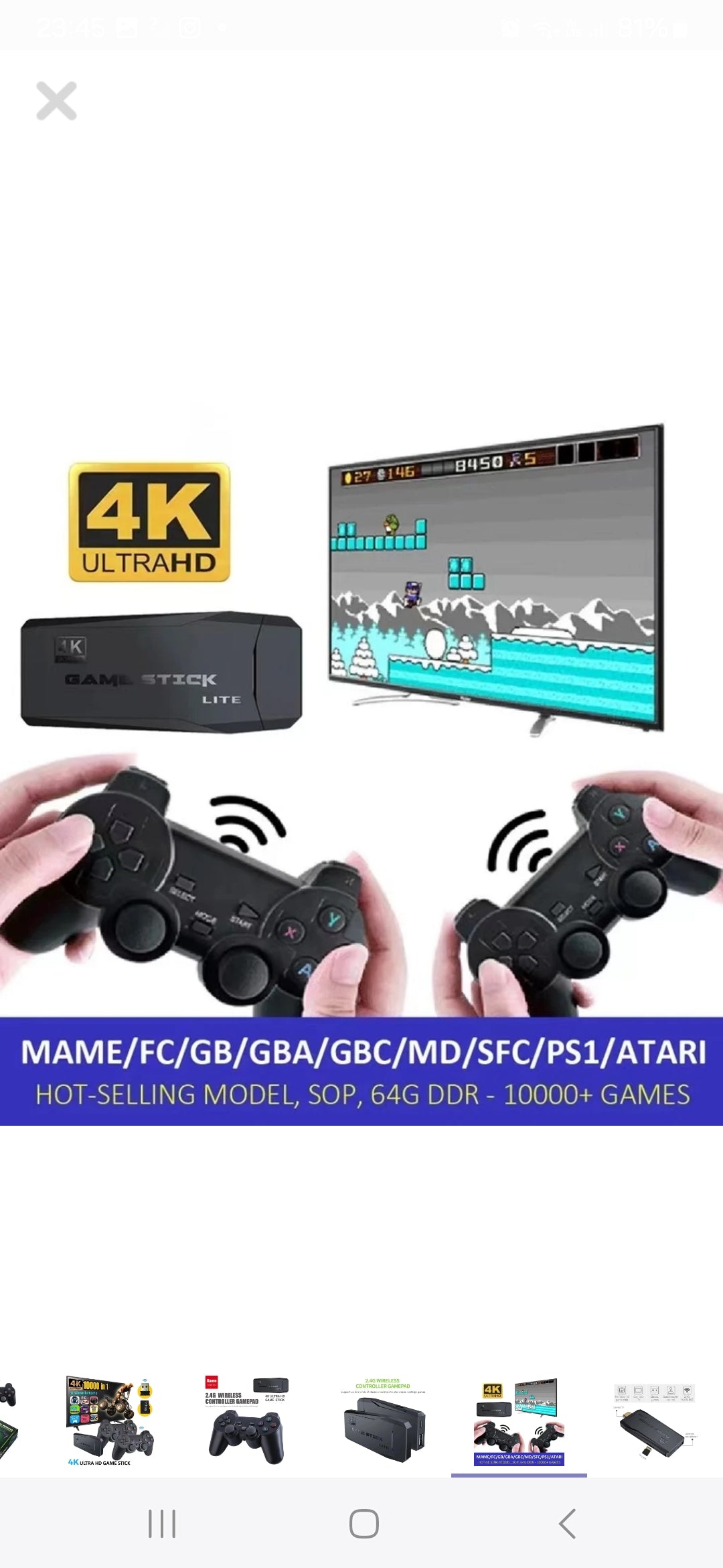 CONSOLA DE JUEGOS INALAMBRICA 64 GB