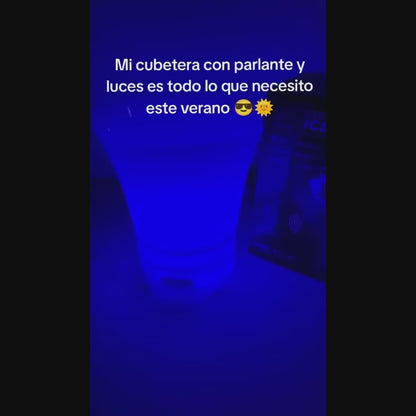 HIELERA CON PARLANTE Y LUCES  LED DE COLORES